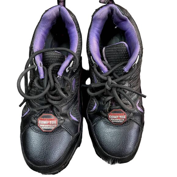 Skechers COMP TOE Size 7 wide Women Work shoe  non-metallic Leather - Picture 1 of 12